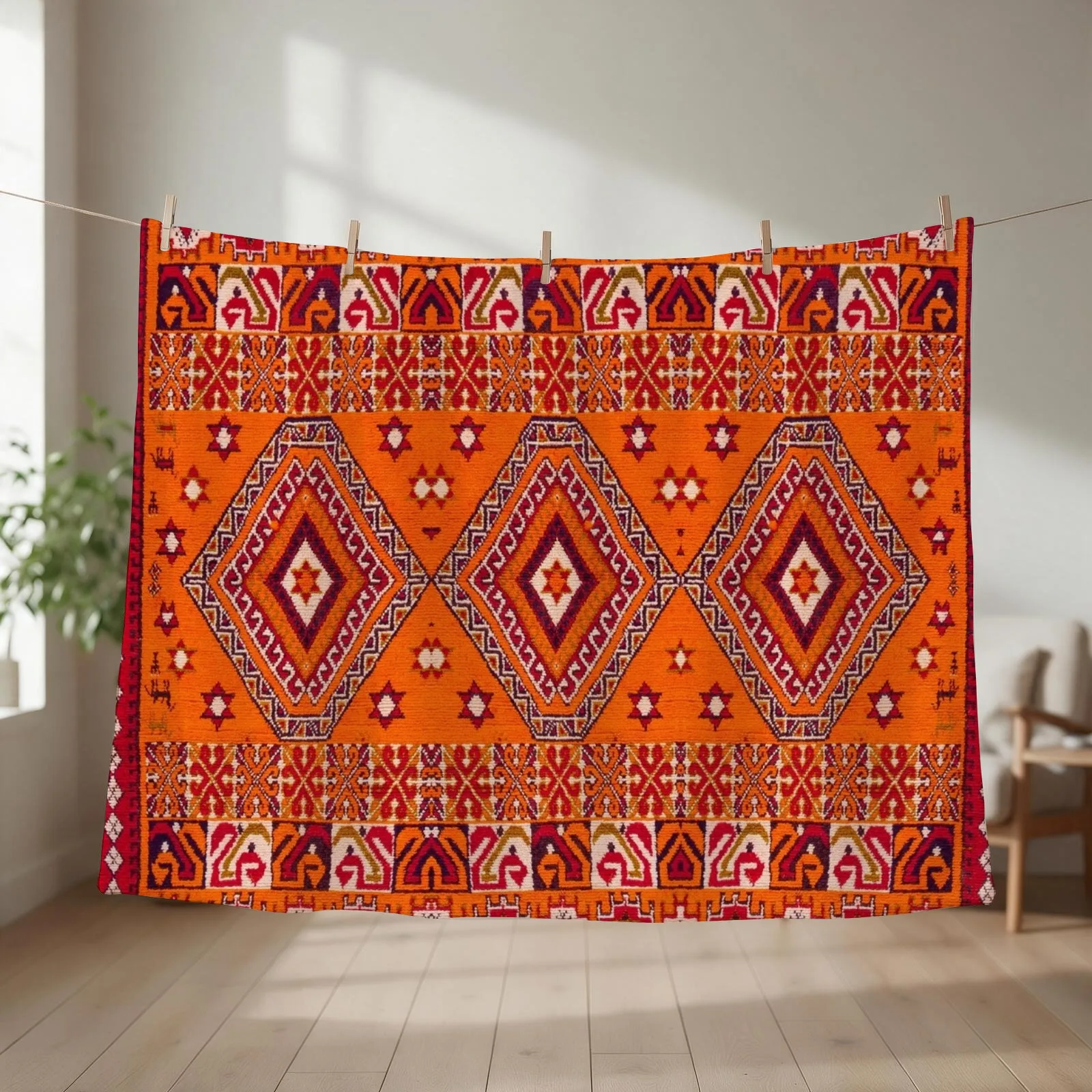 Traditional Moroccan Heritage Artwork Design Throw Blanket couch cozy soft plush fuzzy picnic outdoor blanket