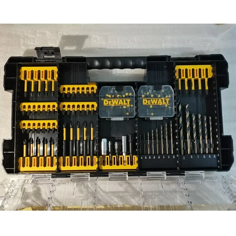 Juego de brocas DEWALT FlexTorq, 100 unidades, estuche resistente + sistema, juego de almacenamiento de brocas para carpintería, accesorios de
