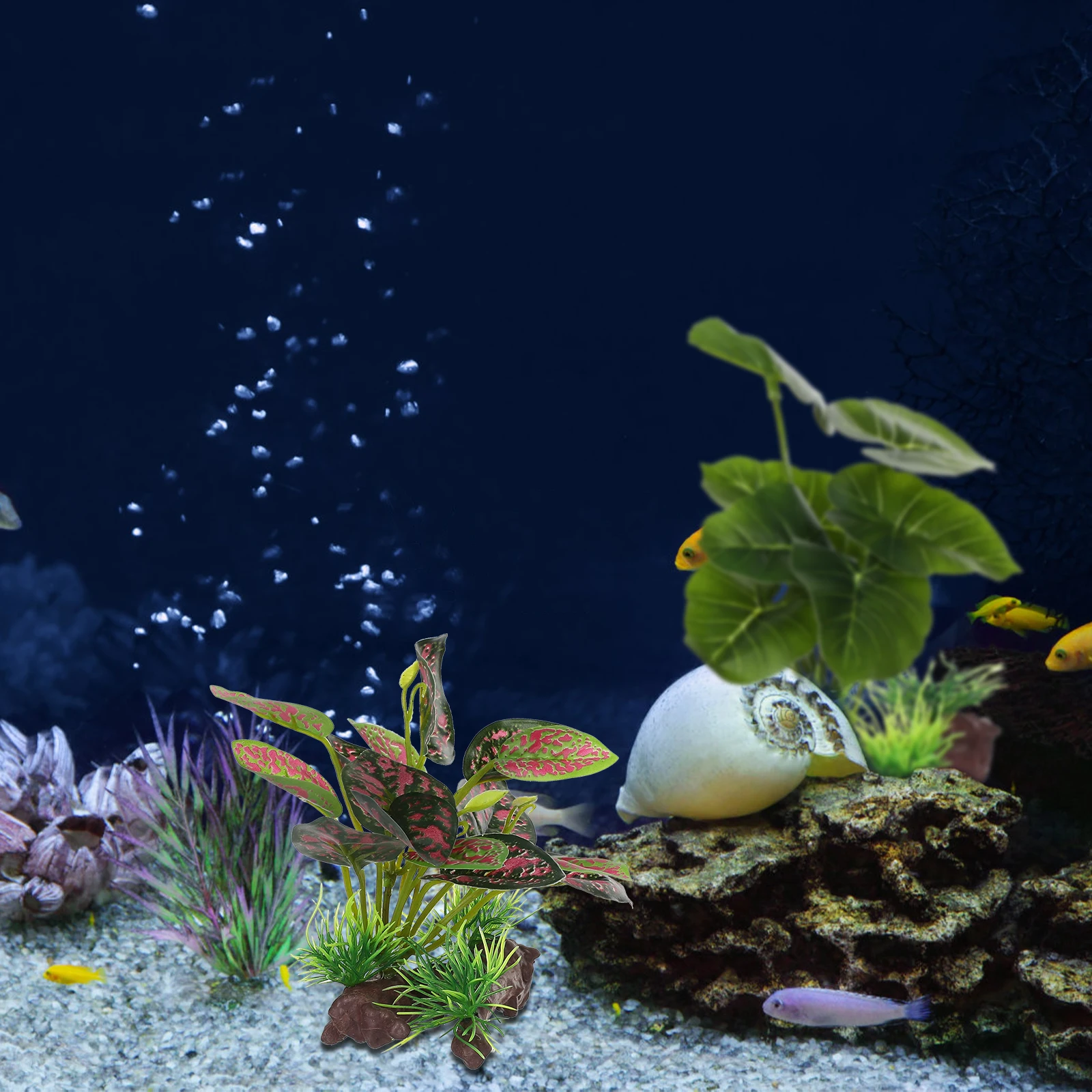 

2Pcs High Simulation Artificial Aquarium Plants Lifelike Fish Tank Decorations Faux Greenery Underwater Ornaments