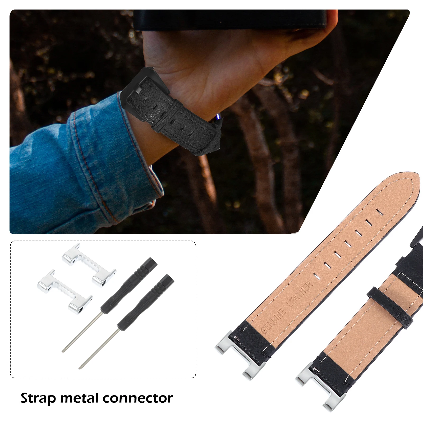 

2Pcs Watch Connector Metal Replaceable Watch Strap Connecting Accessory Adapter Black Durable Strap Repair Tool Easy Install