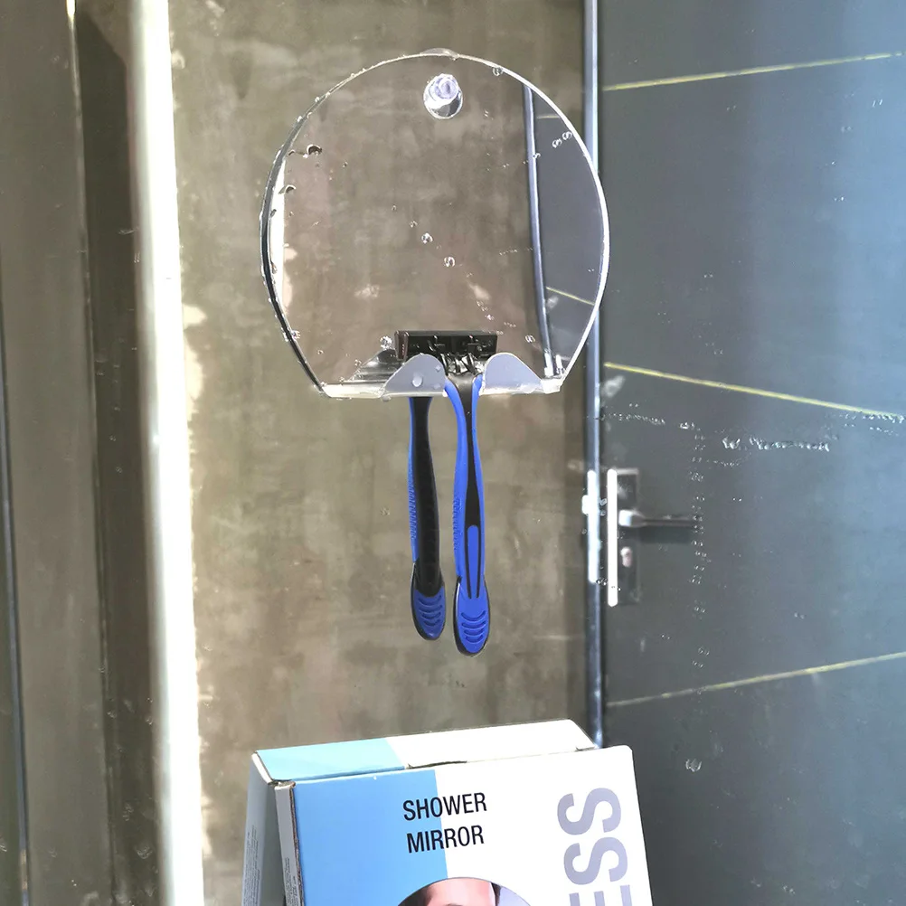 Round Fog Free Bathroom Silver Unbreakable Travel Shaving Makeup Mirror For Home Portable Mirror