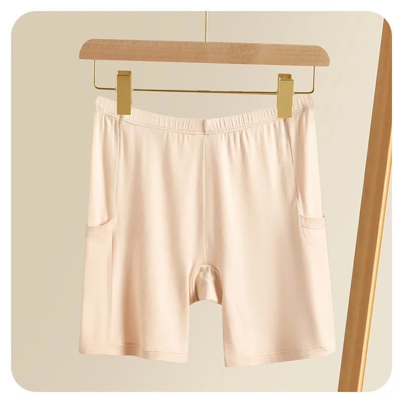 1pcs Modal Women's Safety Pants Underwear Ice Silk High Waist Shorts Panties For Women Plus Size No Trace Leggings With pockets image 5