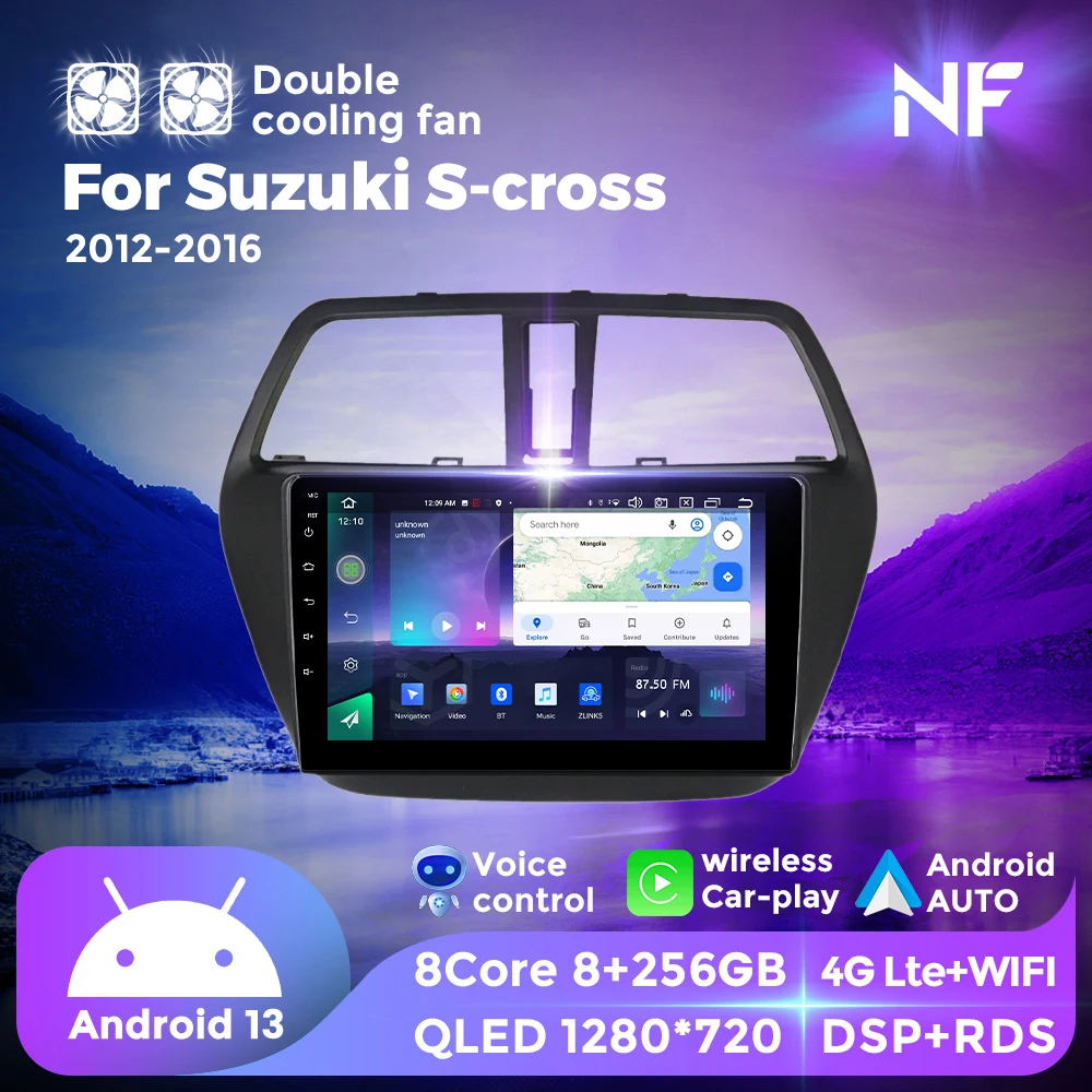 

NF двойной вентилятор охлаждения Android 13 для Suzuki SX4 2 S-Cross 2012 - 2016 автомобильный радиоприемник мультимедийный плеер навигация для беспроводного Carplay