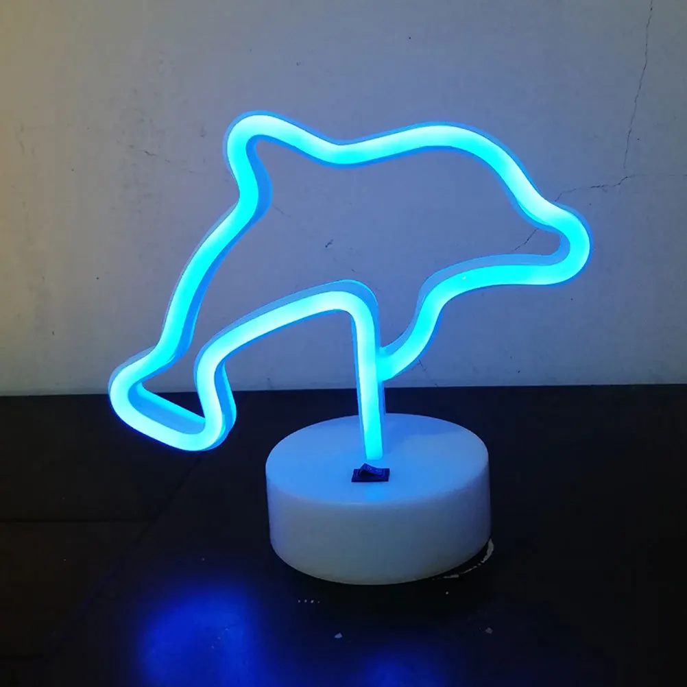 مصباح على شكل دولفين إضاءة نيون LED ضوء ليلي تصميم إبداعي فريد من نوعه للمنزل والمكتب والحفلات والمقهى ديكور ضوء ليلي #6