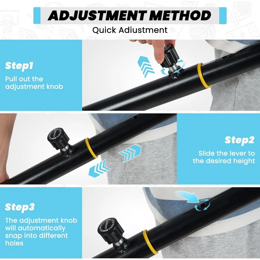 휴대용 야외 농구대, 28인치 백보드, 높이 조절 가능(5.8~7피트), 안정성을 위한 샌드백 포함