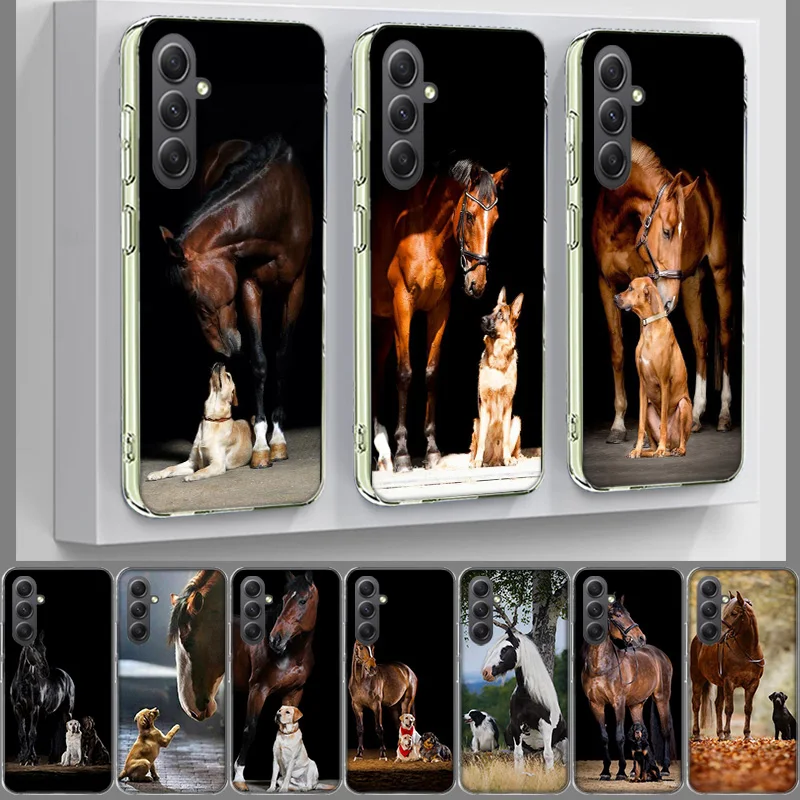 Domineering Cool Horses And Dogs Cover For Samsung A54 A34 A24 A14 A53 A33 A23 A13 A52S A32 A22 A12 Phone Galaxy A03 A04 A02S A4