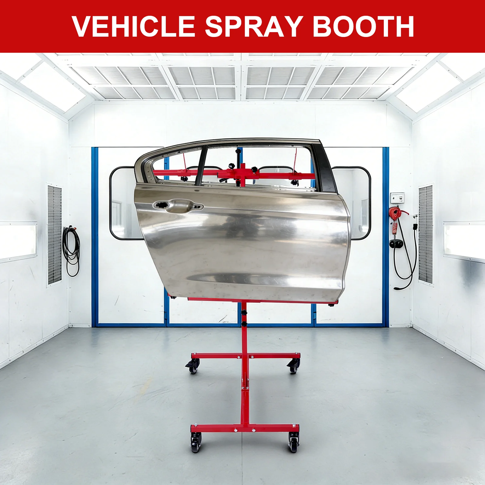 

Multifunction Auto Body Paint Stands Painter Rack with 4 Wheels Swivel 90° Multiple Angles for Automotive Bodyshop Repair