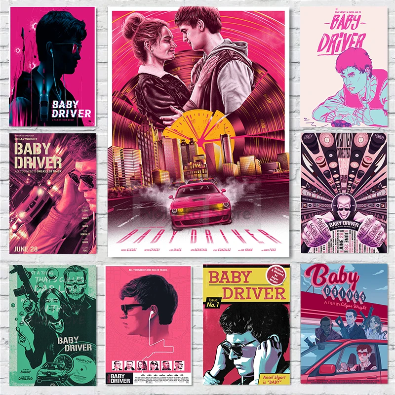 Popular Classic Action Crime Racing Movies Baby Driver Poster Prints Canvas Painting Wall Art Pictures Home Room Modern Decor