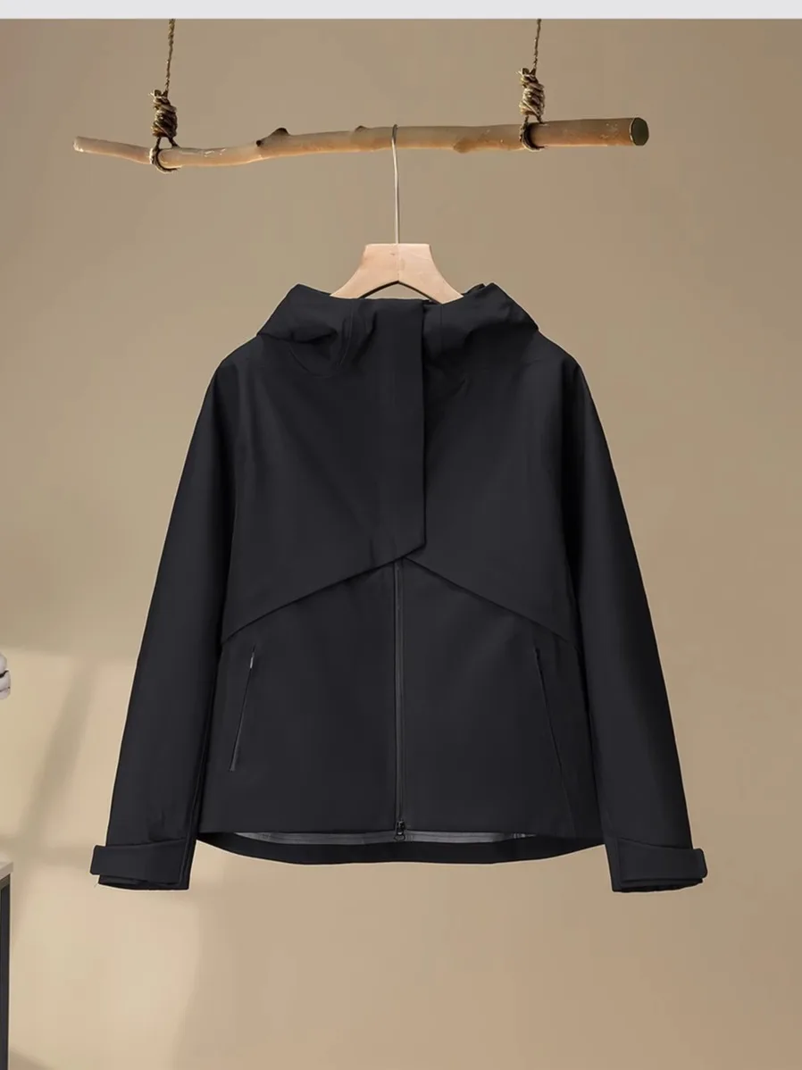 Outdoor Donna Casual Con Cappuccio Morbido ell Jaet Antivento Resistente all'acqua Pendolarismo Sle Lungo Sve Chiusura con cerniera Colore