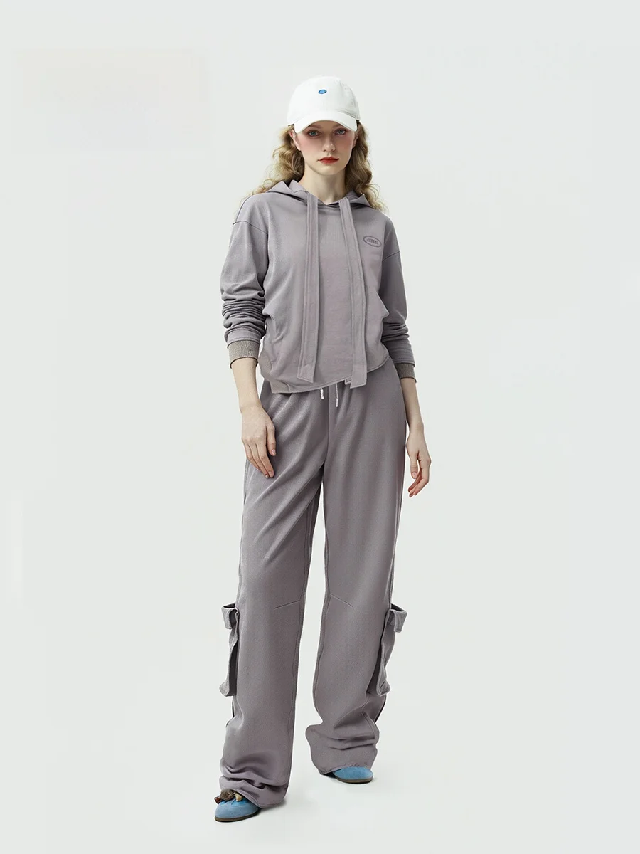 

AHA Love Luxury Autumn Winter Loose ape Embroidery Frayed Deconstructed Hoodie American Street Dance ape Pants Set