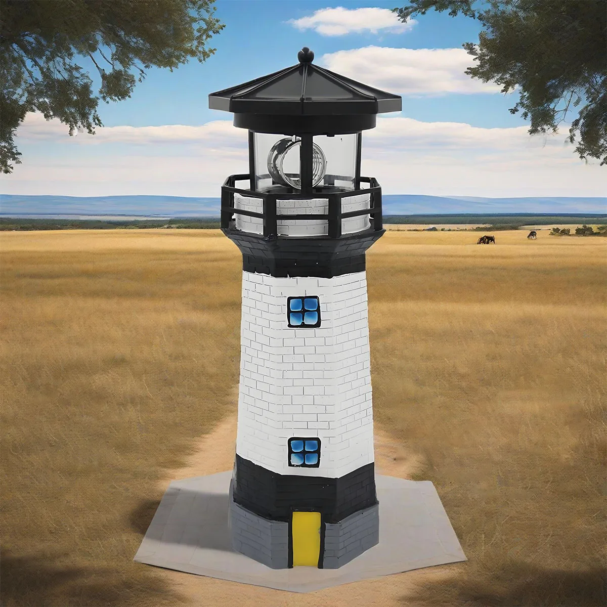 

Solar Lighthouse Rotating Light, 360 Degree Lighthouse Waterproof Tower Light, Outdoor Garden Passage, Courtyard Statue Light