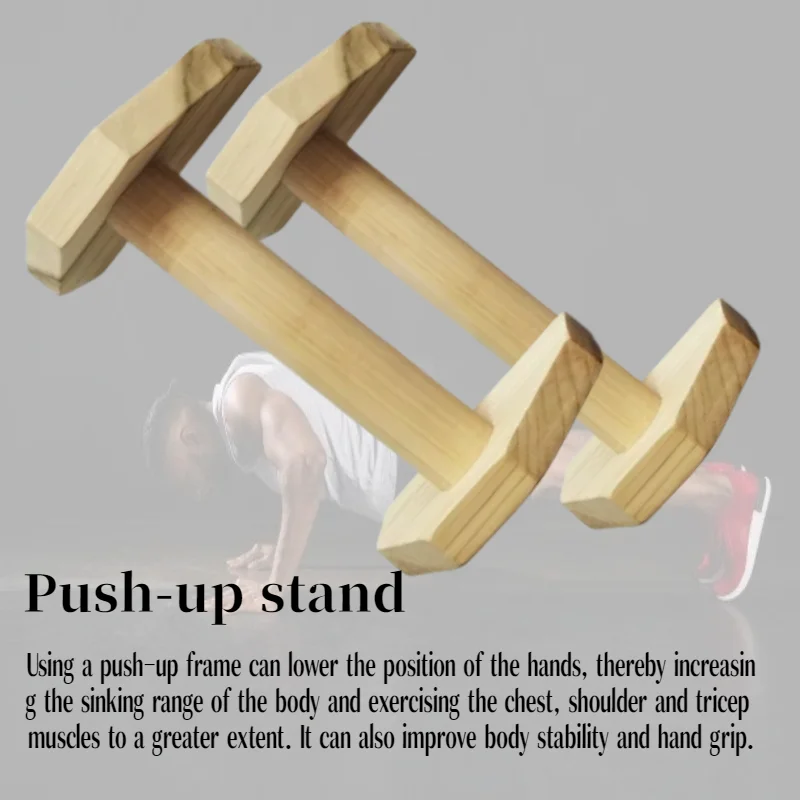 1 Pair Wooden  I-shaped Push-up Bar Stands Gym Push Ups Rack Board Fitness Exercise Body Building Training Handstand Parallel