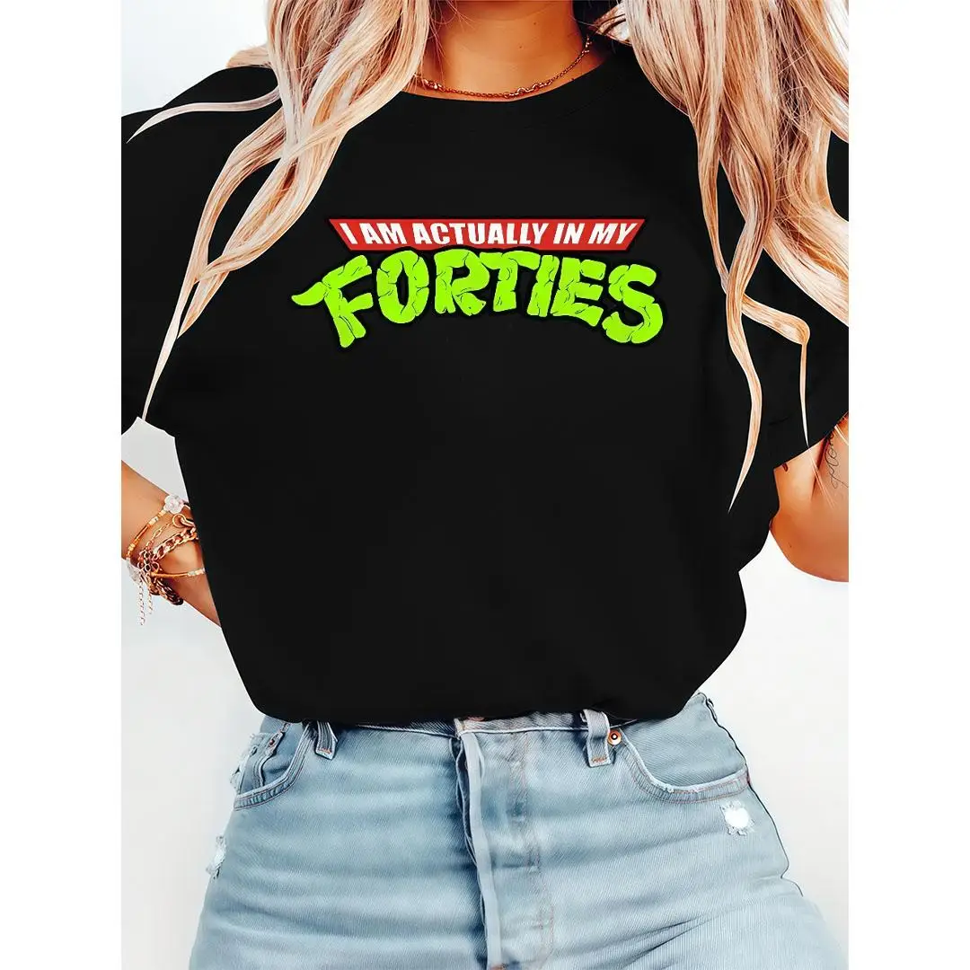 

Funny 40th Birthday T-Shirt, "Actually In My Forties" Humorous Tee, Age Gift Ideas for Men Women, Retro Style Casual Top