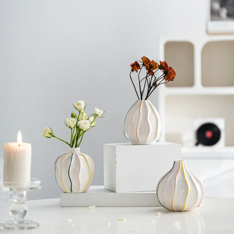CAPIRON Cute Bud Vase for Dried Flowers Pampas Grass Desktop Decoration Accessories Home Room Table Shelf Decor