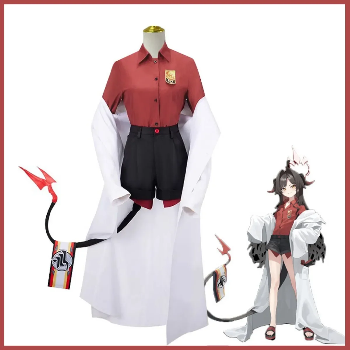 Anime Game The Animation Blue Archive Kinugawa Kasumi Cosplay Costume Red Shirt Cloak Uniform Woman Sexy Halloween Carnival Suit