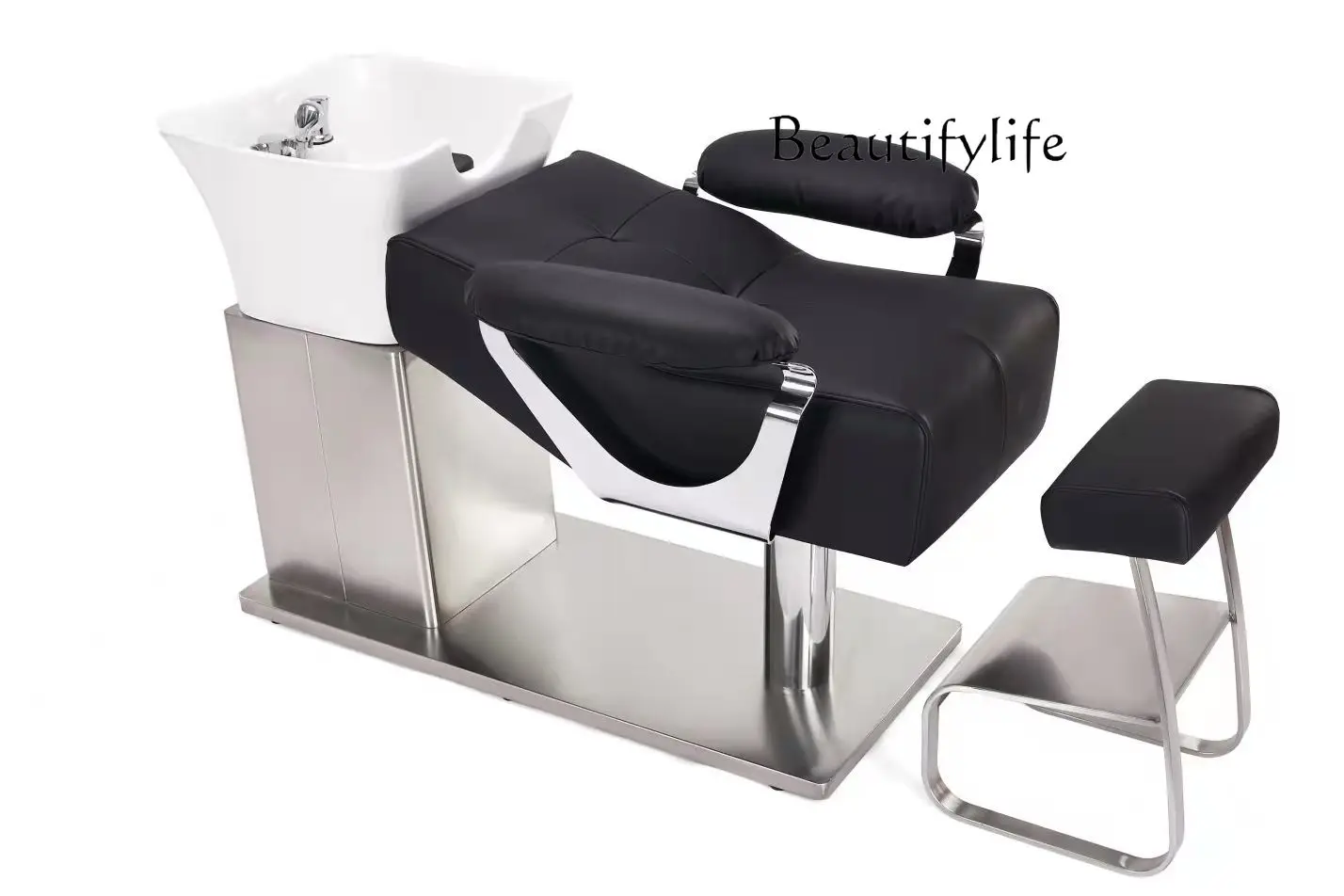 Internet Celebrity Barber Shop Shampoo Chair Hair Salon Flushing Bed Lying Half Hair Salon Ceramic Basin Massage Couch