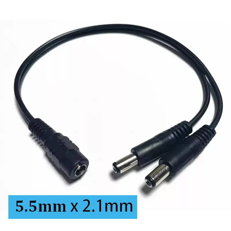 

DC 5.5×2.1mm Power Splitter Cable (1 Female to 2 Male) - Dual Output Extension for CCTV Cameras, LED Strips