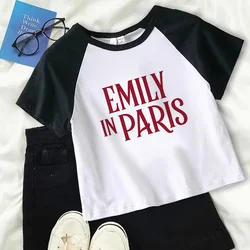 Emily in Paris graphic  90s gothic  crop top Woman Harajuku hippie cyber y2k fairy grunge  crop top tshirt