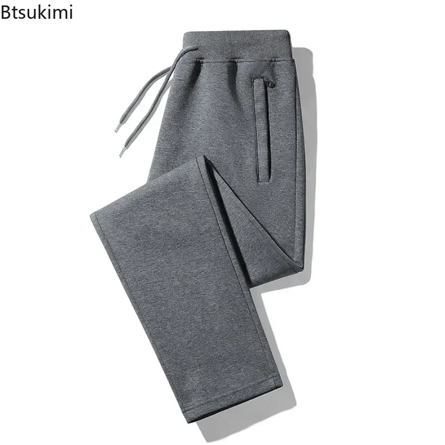 New 2025 Men's Casual Sport Pants Breathable Comfortable Solid Long Pants Zipper Pockets Design Loose Large Size Pants for Men