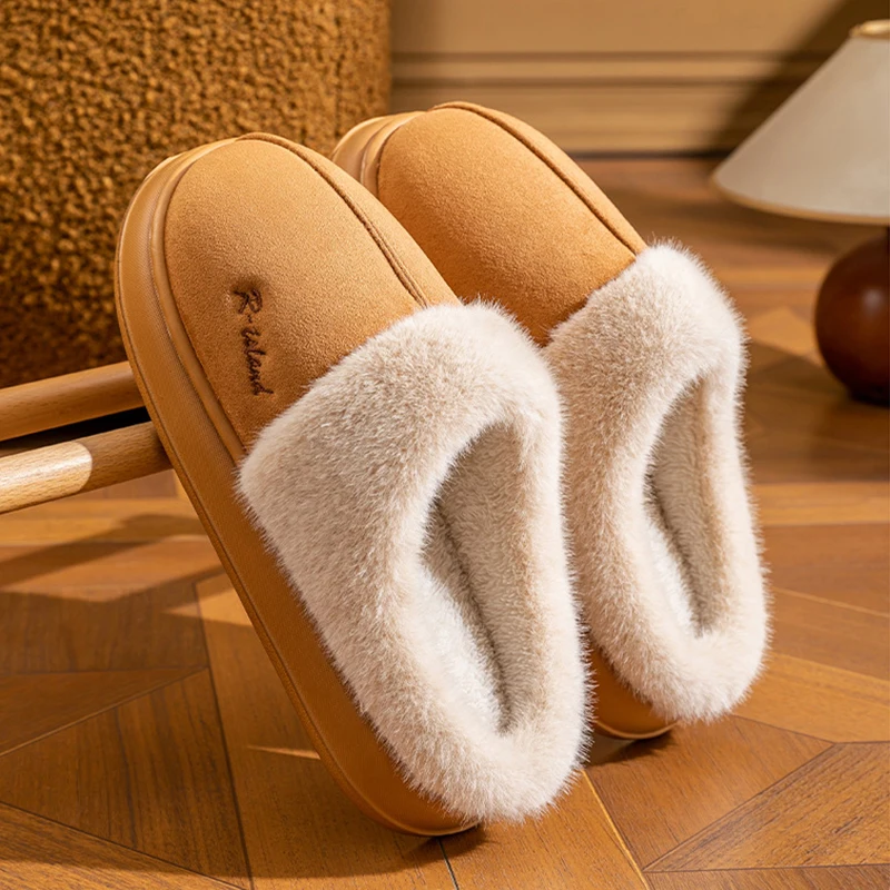 

Модные женские пушистые тапочки на осень и зиму, домашние нескользящие теплые плюшевые тапочки унисекс на толстой подошве из ЭВА, домашняя хлопковая обувь