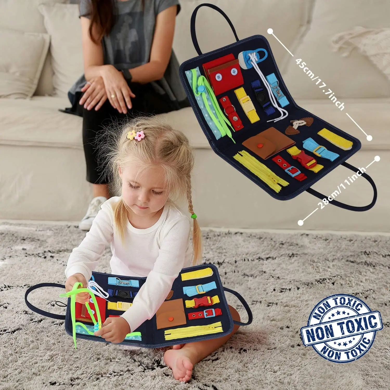 感覚プレイボード ビジーボード モンテッソーリ 幼児用おもちゃ 折りたたみ式感覚おもちゃ 幼児アクティビティボード - 教育学習