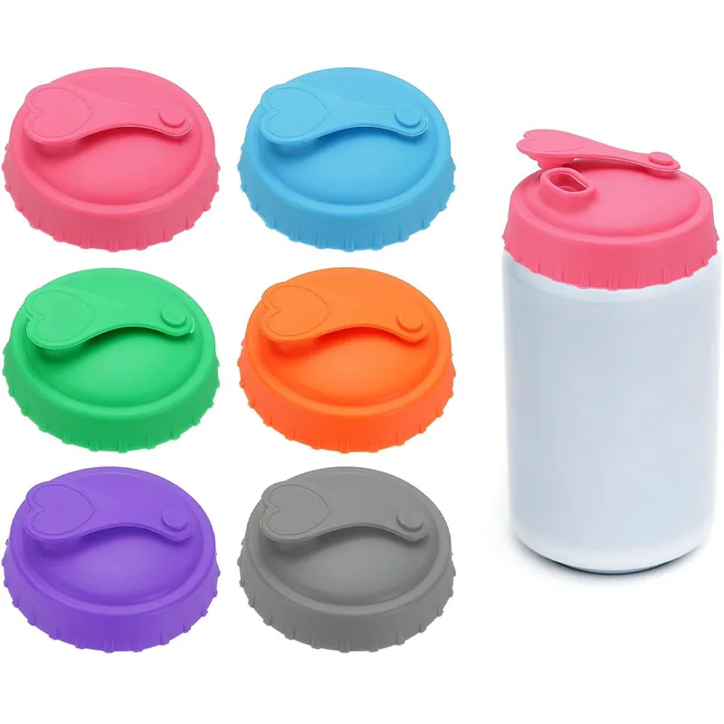 Silicone Soda Can Lid Reusable Can Stopper For Soda Beer Drinks Juice Drinks Beverage Leak-proof Soft Seal Silicone Can  Lid