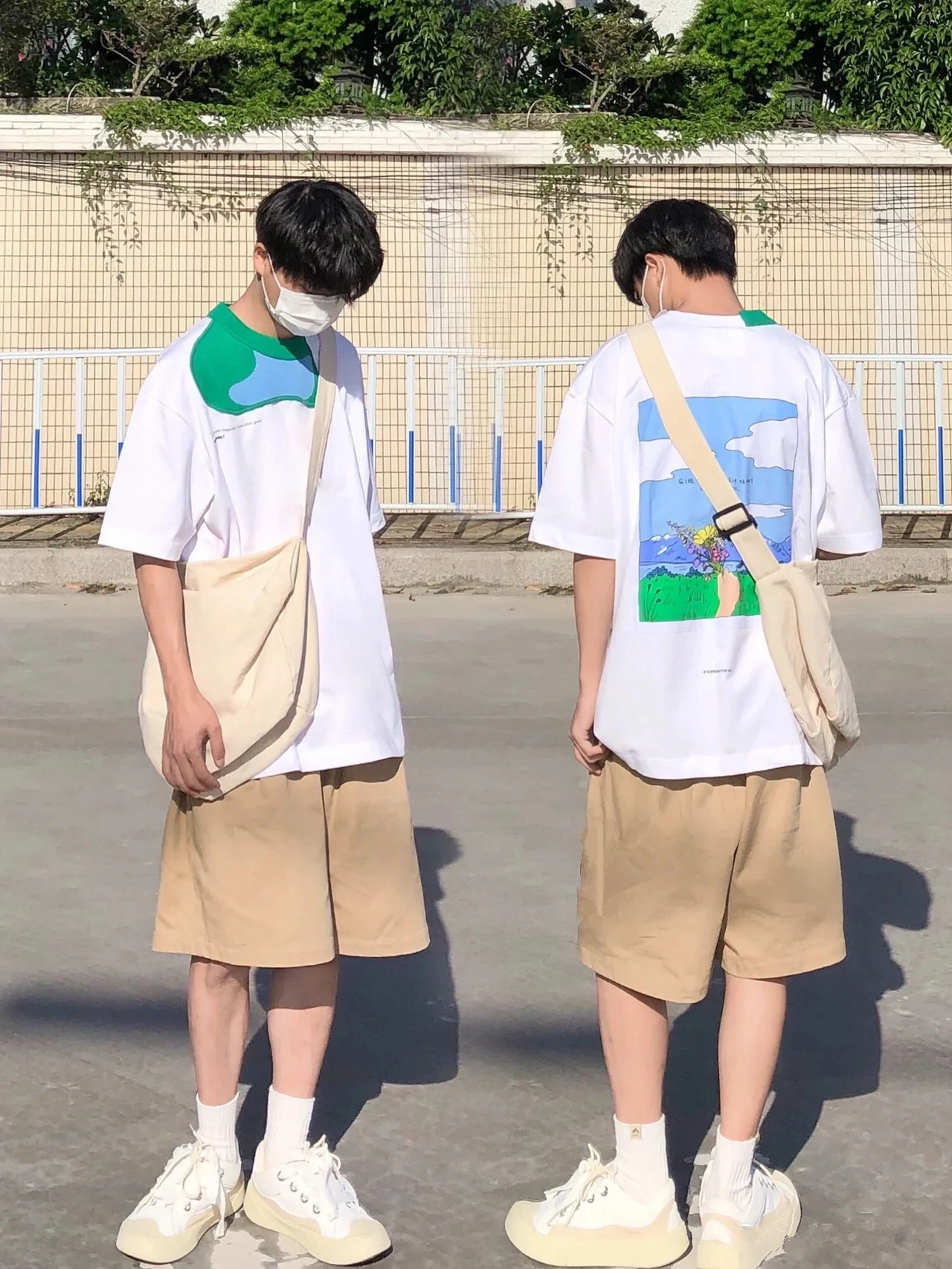 

Retro Workwear Short Pants Loose Casual Straight Leg Five-Quarter Pants Unisex Summer CityBoy Style Khaki Cotton Youth Fashion