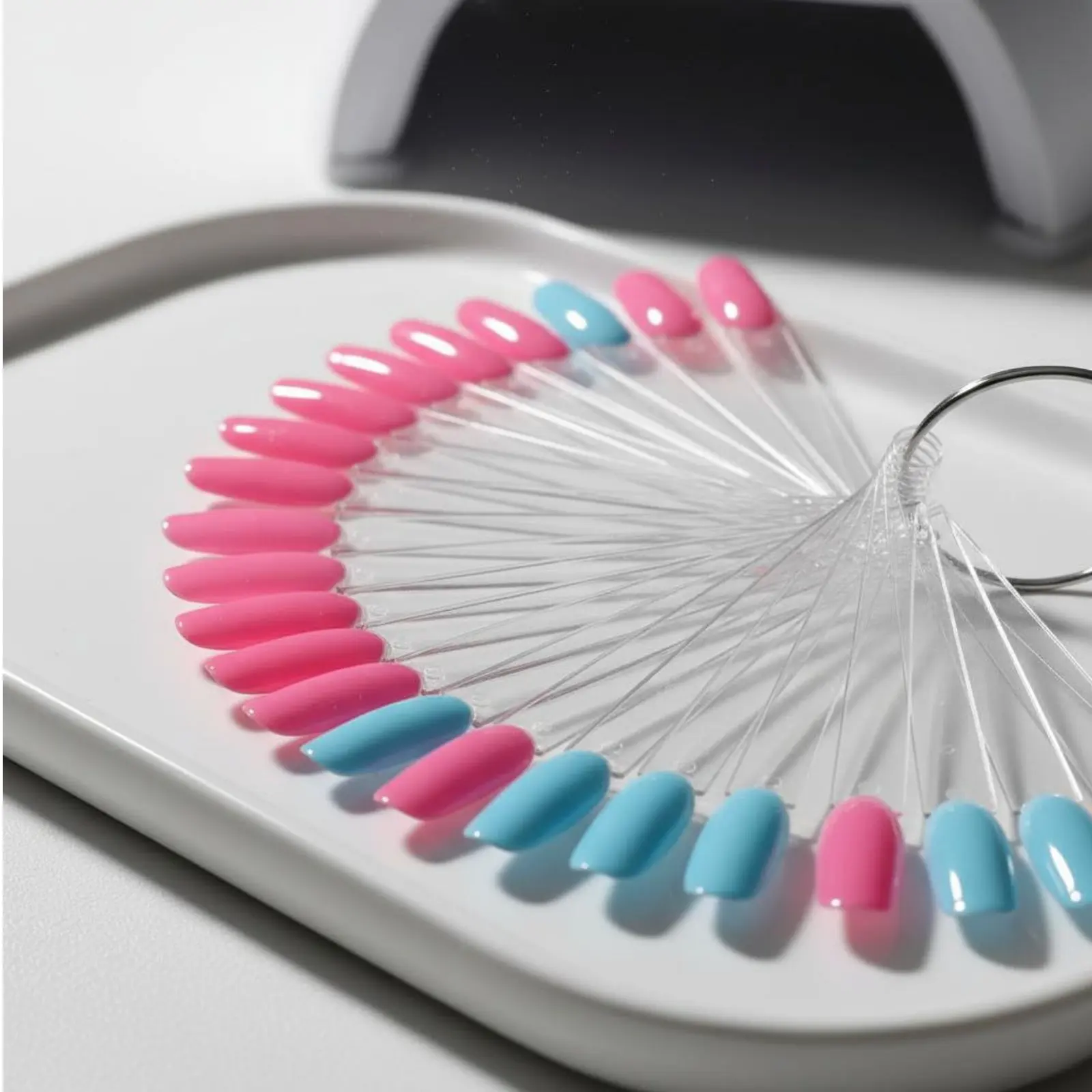 

50 Pieces Fan Shape Nail Swatches Double-Layer Fan Nail Color Chart Beauty Tool Easy to Carry High Clarity