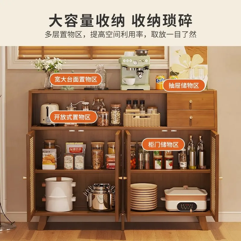 Kitchen side cabinet, retro, living room storage, floor-to-ceiling cabinet, integrated storage of coffee against the wall, tea