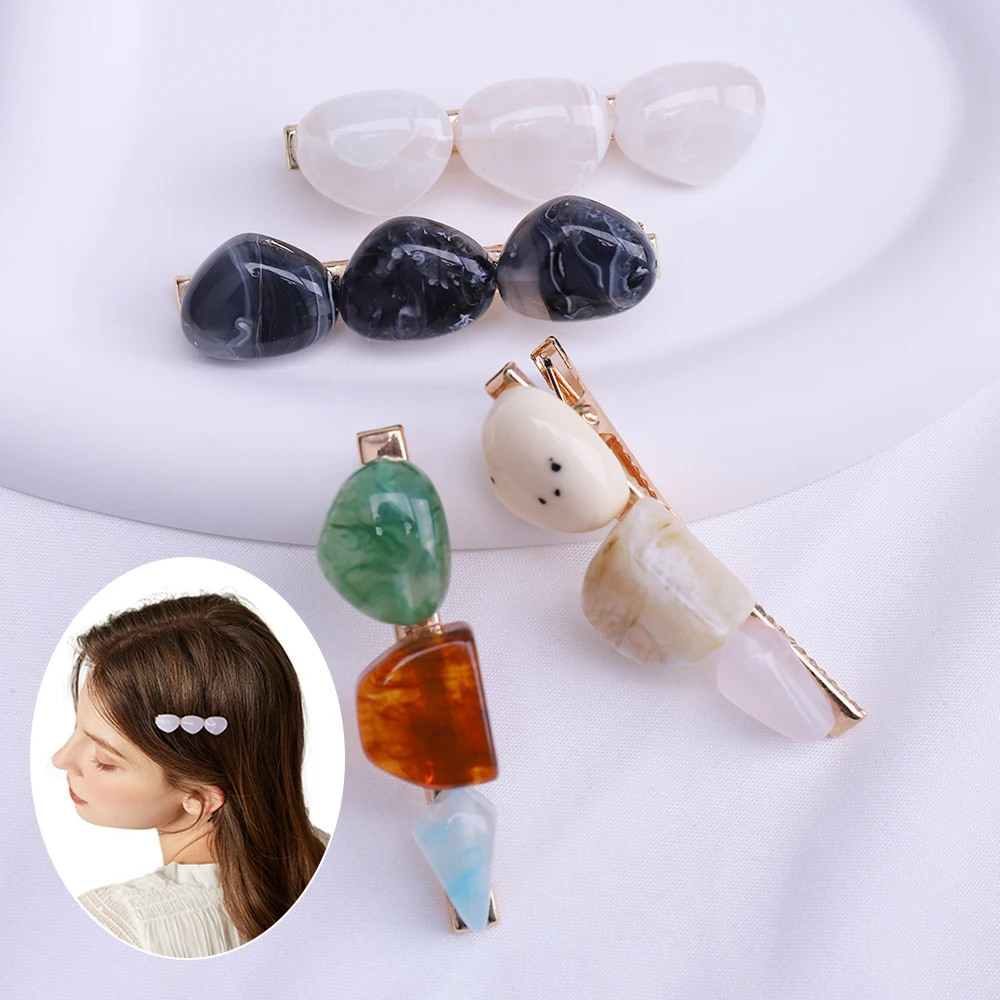 

4pcs Versatile Resin Simulation Gemstone Hair Clip Headdress Clip for Girls Women Kid Childs Vintage for Gift Hair Accessories