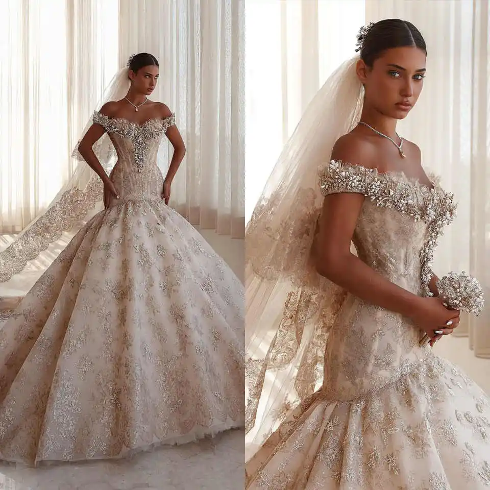 

Роскошные свадебные платья с v-образным вырезом, чистое кружево, вышивка, аппликации, кружевное свадебное платье русалки, платье принцессы по индивидуальному заказу