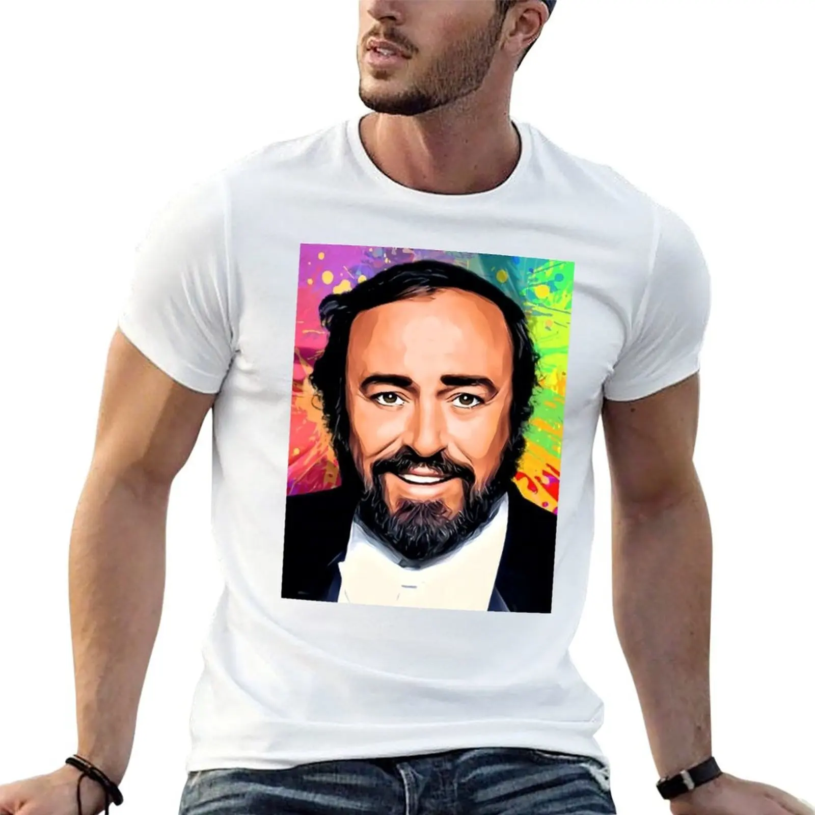 

Luciano Pavarotti Artistic Portrait Style Pop Tribute T-Shirt man t shirt cotton man t shirt designer T-Shirt
