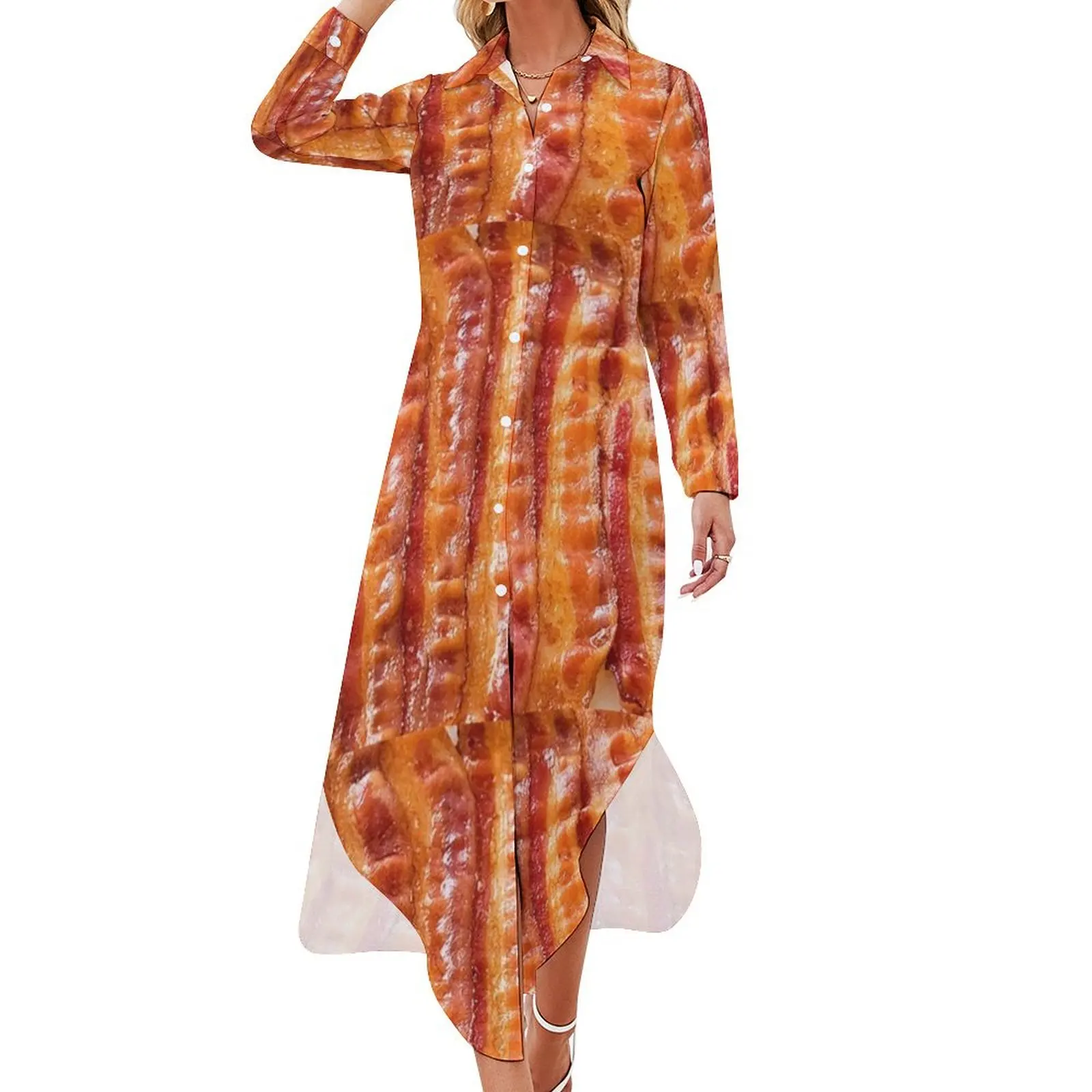 

Bacon! Lot's of Bacon! Wrapped in Bacon! Long Sleeved Shirt Dress Aesthetic clothing elegant party dresses for women 2024