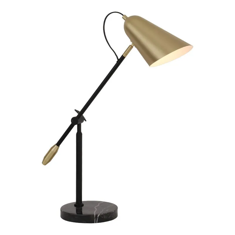 Minimally Designed Metal Desk Lamp Nordic Bedroom Desk Rotatable Reading Lamp Hotel Decoration Marble Disc Lamp