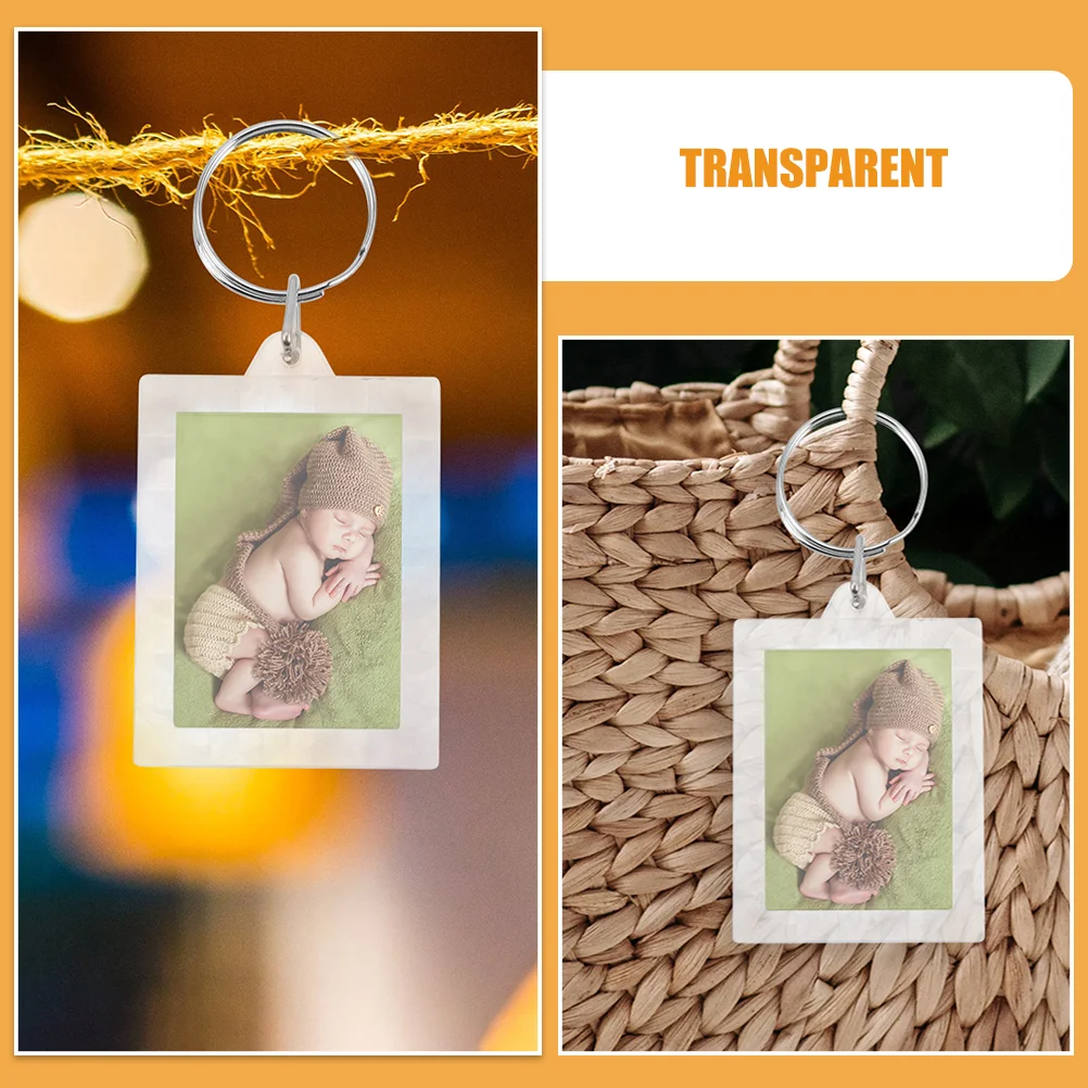 Transparent Keychain Photo Holder Picture Acrylic for Bulk Tags Frame Keyring DIY Clear