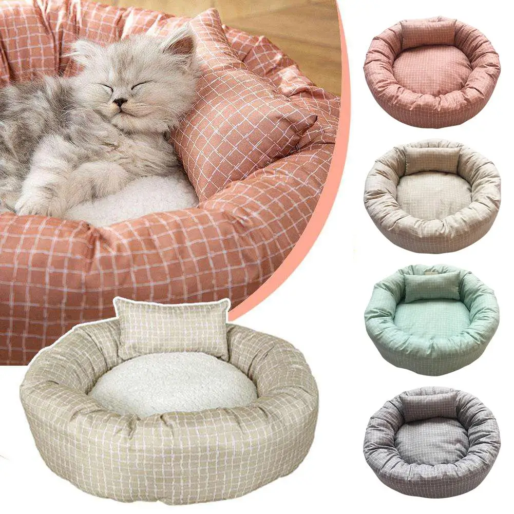 1PC Round Pet Bed Comfortable Cat Mat Dog Mat with All Pet Sleeping Kennel Soft Bed Dog Sofa Supplies Pet Cloth Pillow Seas A6P0