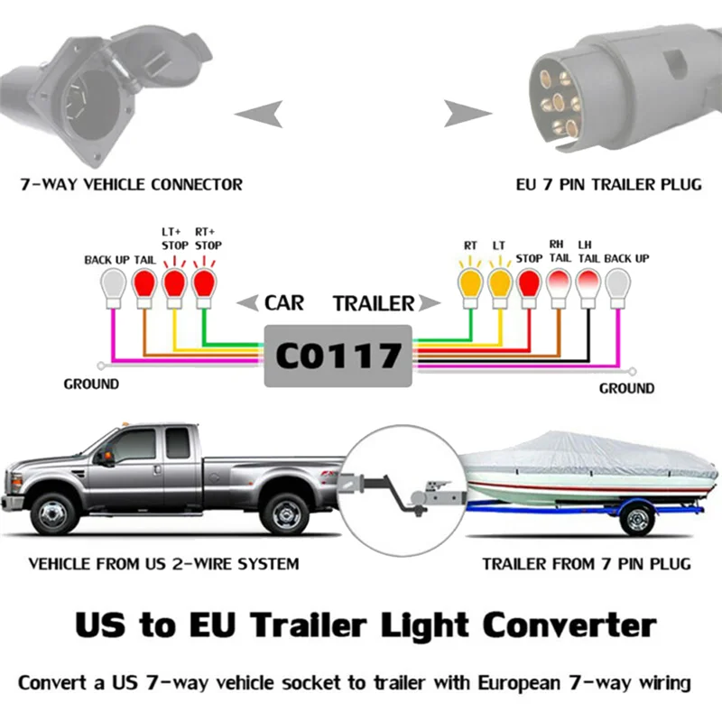 Imagem -03 - Eua para a ue Trailer Light Connector 7-way Soquete Plug Adapter Veículo Linker Towbar Towbar Towing