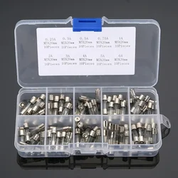 100pcs/box 5x20mm Fast-blow Glass Fuse Assorted Kit 0.2 0.25 0.3 0.5 0.75 1 2 3 4 5 6 8 10 15 20A  Electrical Fuse Tube Mix Set