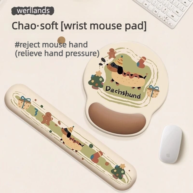 Cute dachshund silicone wrist support mouse pad anti slip mo
