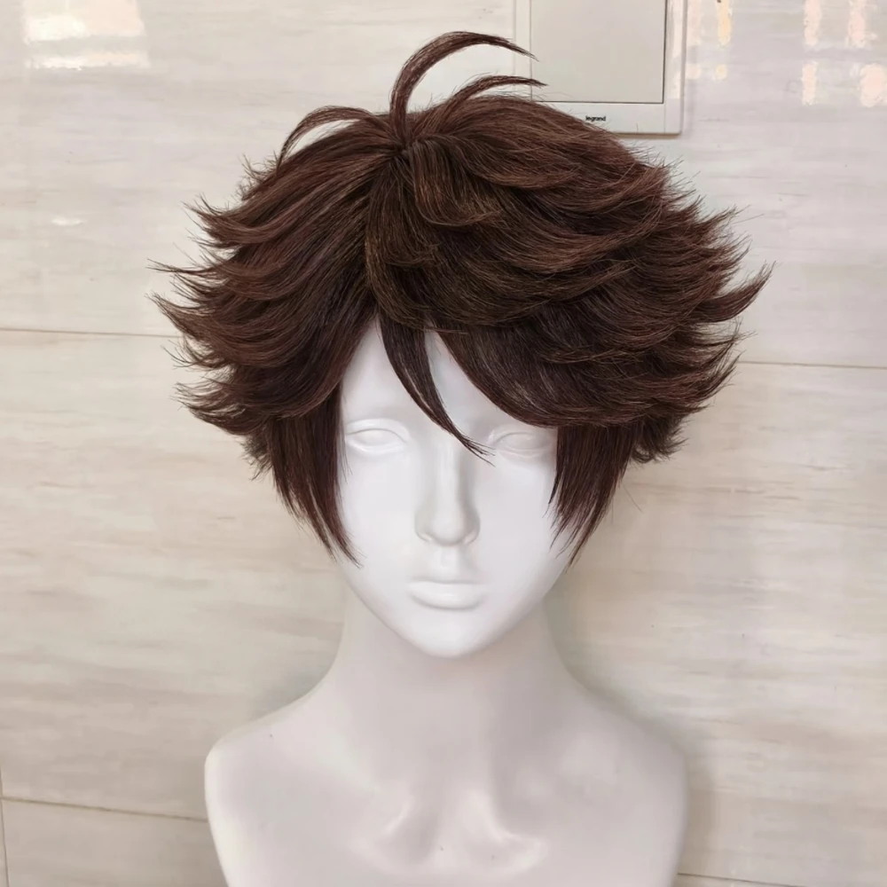 

Anime Oikawa Tooru Cosplay Wig Flip Short Hair with Simulated Scalp Top Heat Resistant Synthetic Fiber Wig with Rose Net Cap