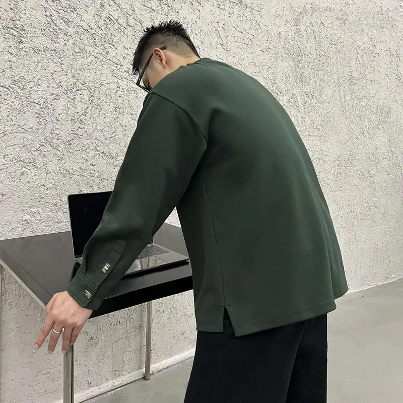 

Свободный мужской пуловер с круглым вырезом, весна-осень, зеленый однотонный хлопковый свитшот, эмо-топы, новинка 90-х годов, винтажный дизайнерский мужской свитшот