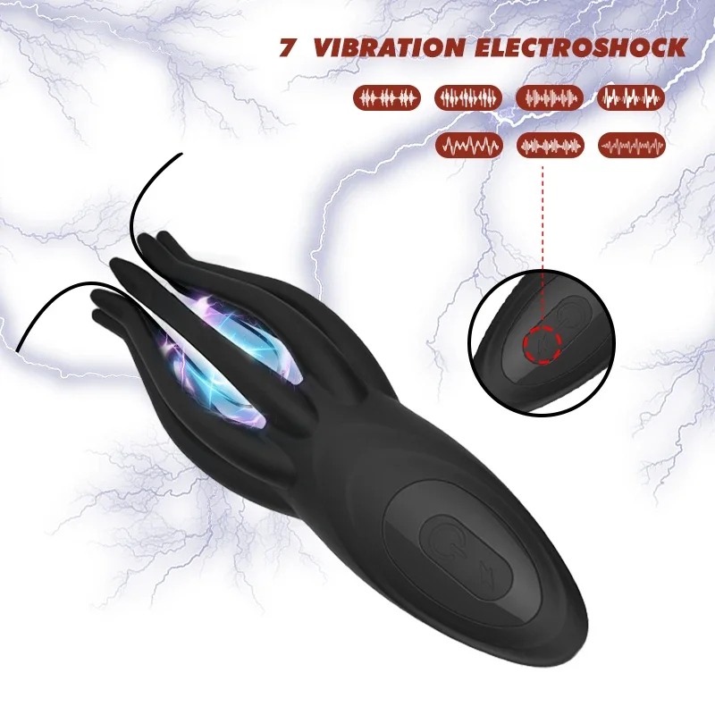 Vibrador de choque eléctrico para adultos, masturbador masculino, entrenador de glande, masaje de pene, Juguetes sexuales, resistencia retardante duradera