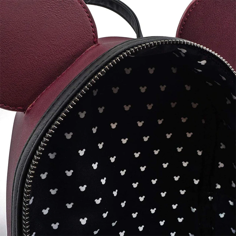 Loungefly Minnie Mouse Maroon Quilted Womens Double Strap Shoulder Bag Mini Backpack for Women