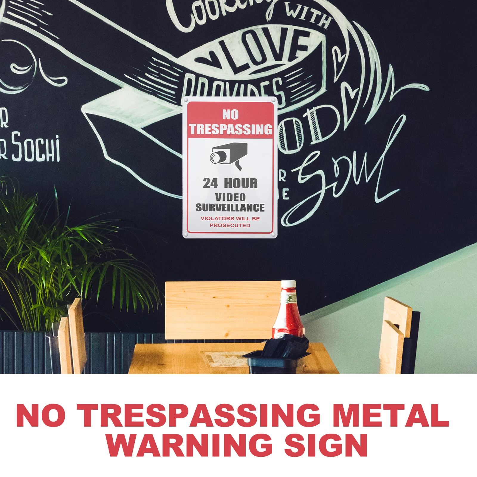 

2 Pcs Vintage Tin Painting Security Signs Surveillance Aluminum Plate Tinplate Metal Warning