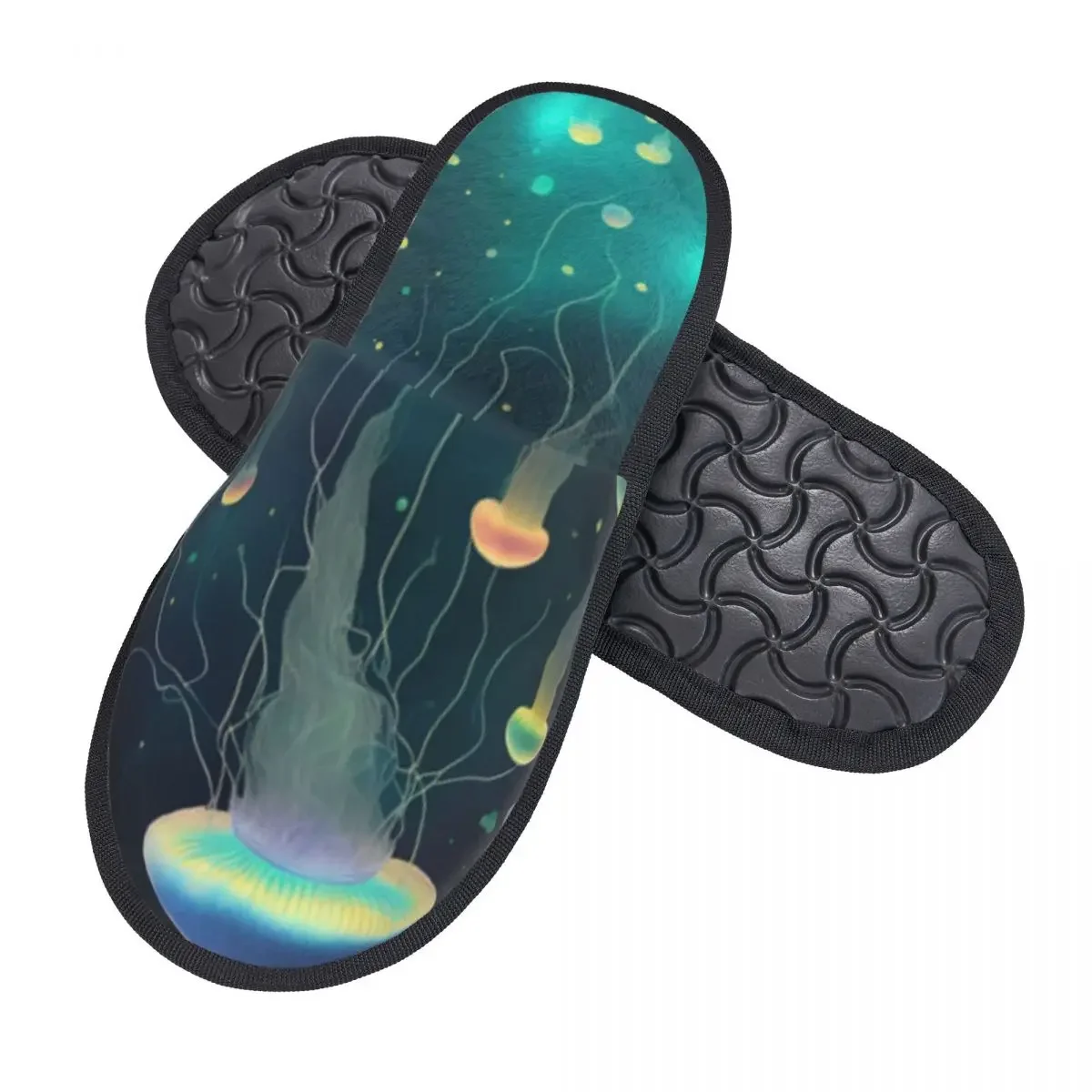 Indoor Neon Colorful Jellyfish Warm Slippers Home Plush Slippers Home Soft Fluffy Slippers