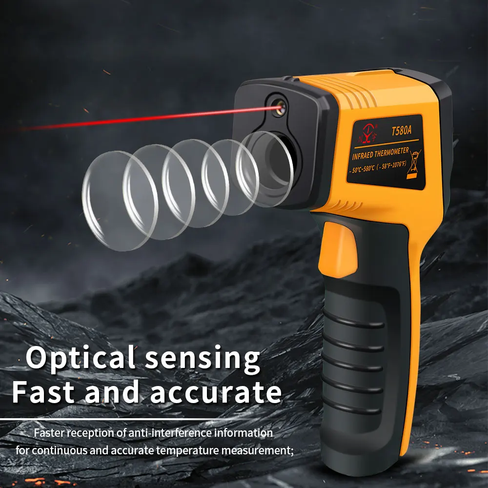 T580A Digital Infrared Thermometer -50~580℃ IR Laser termometro Pyrometer Gun Non-Contact Laser Temperature Meter gauge Tools