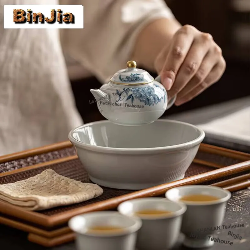 100ml Boutique Hand-painted Embroidered Ball Teapot Antique Filtering Sketch Pot Tea Maker Kettle Tea Ceremony Collection Gifts