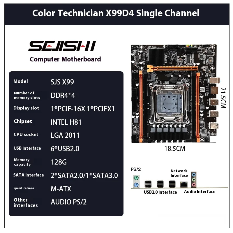 

SEJISHI Motherboard LGA 2011 3 with NVME NGFF M.2 Support 4 channels X99 DDR4 Memory SATA3.0 TPM 2.0