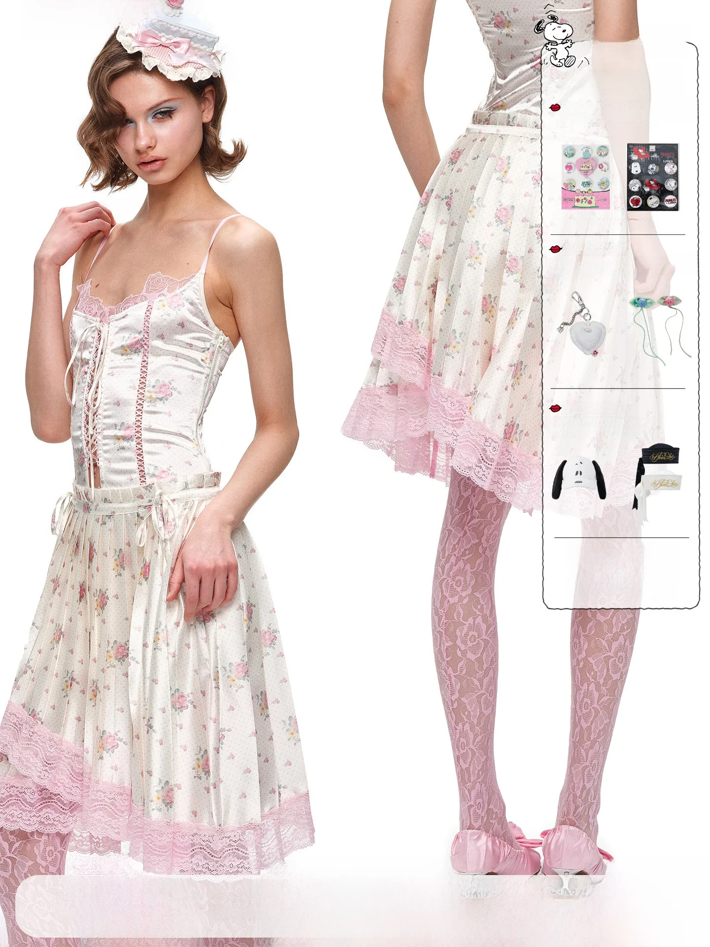 

1JINN STUDIO Premium Satin Lace Drawstring Asymmetrical Pleated Midi Skirt Girls mid Waist Polyester Fiber Handmade Heat Folding