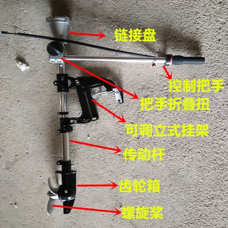 Modification of outboard motor, rubber, inflatable boat, propeller blades to electric accessories